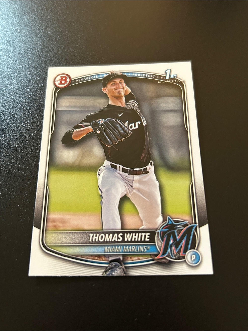 1st Bowman Thomas White Miami Marlins Baseball Card - Black Jersey
